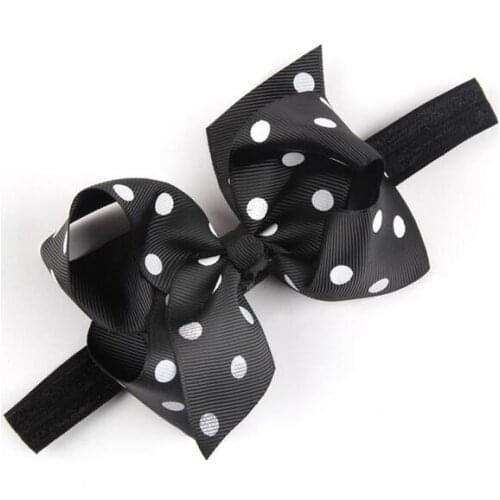 100pcs/lot New Born Hair Accessories Polka Dot Teenage Hair Bows with Elastic Band