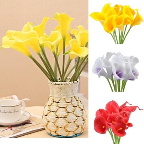 10x Artificial Calla Lily Flowers Bridal Wedding Bouquet Latex Real Touch Flower Bouquets Wedding For Home Decor