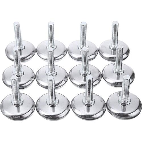 12pcs Furniture Legs Anti-slip Screw-in Base Table Chair Sofa Adjustable Leveler Leg Feet Screws M6*25mm