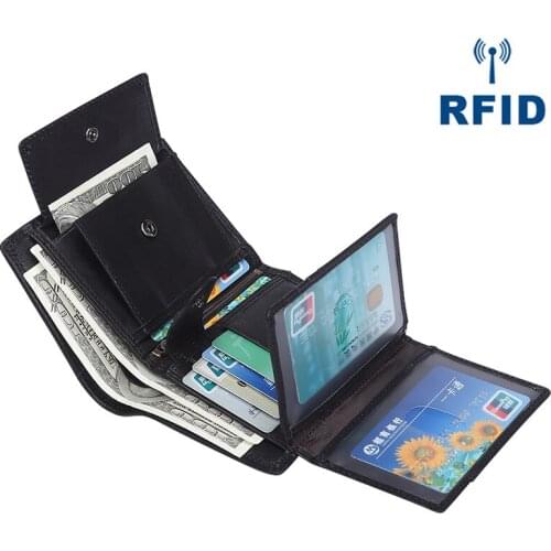 2020 new leather mens wallet RFID anti-magnetic short clutch bag coin purse leather mens bag ID card holder