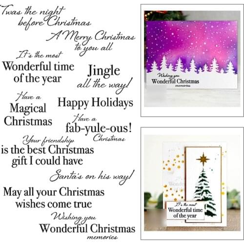 2021 New Festival Merry Christmas English Words Clear Stamp For Making Festival Greeting Card Scrapbooking No Metal Cutting Dies