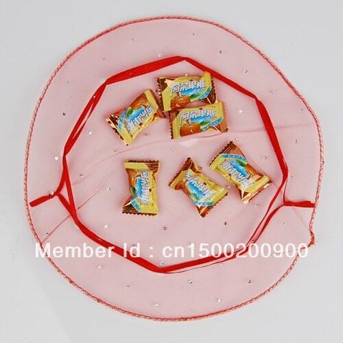 25cm/10inch diameter sequin red round organza bag gift bag sweet bag