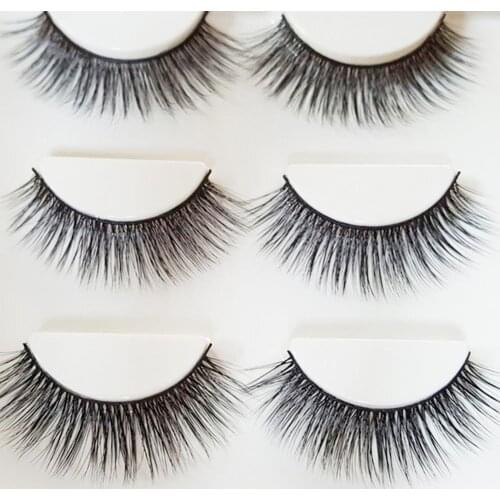 3 Pairs 3D False Eyelashes Cross Natural Long Eye Lashes Makeup Cosmetics Extension 0.15MM False Eyelashes