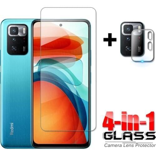 4-in-1 Glass on Redmi Note 10 Pro 5G Full Glue Tempered Glass For Xiaomi Redmi Note 10 Pro 5G HD Screen Protector Camera Glass