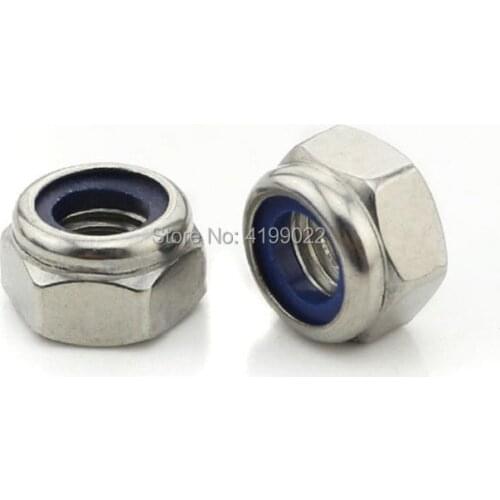 50Pcs DIN985 M2 M2.5 M3 M4 M5 M6 M8 M10 M12 Stainless Steel 304 Hexagon Nylon Insert Self-locking Nuts Hex Locknut Slip Lock Nut