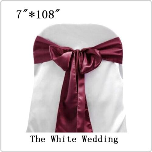 Free Shipping 100 pcs burgundy wedding chair bows for Wedding Decoration