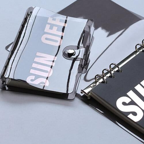 Yiwi Black PVC Transparent Spiral Agenda Traveler Journal Notebook School DIY 6 Holes Binder Diary Planner Cover A5 A6