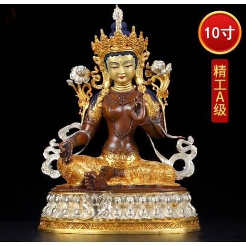 Large High grade buddha statue Temple HOME altar worship Family protect God Buddhism Gilding Green Tara Guanyin Buddha statue