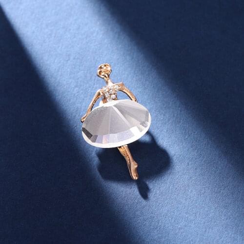 Ballet Girl Brooch Crystal Diamond Brooches White Brown Custom Corsage Backpack Clothes Badge Bag Gift for Dance Lover