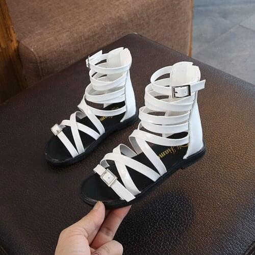 Children Fashion PU Leather High Top GirlS Princess Dress Beach Shoes Kids Summer Rome Sports Sandals 2021 New 3 4 5 6 Years