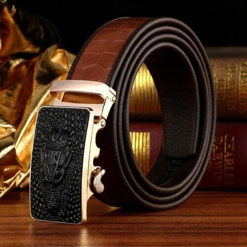 Mens belt cowhide strap for male automatic buckle belts for men alloy New Arrival buckle belts Crocodile head