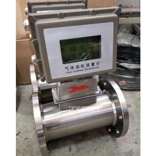 DN50 Air Flow Meter Gas Turbine Flowmeter Natural Gas Industrial Intelligent Turbine Flow Meter With 20-400m3/H Flow Range DC24V