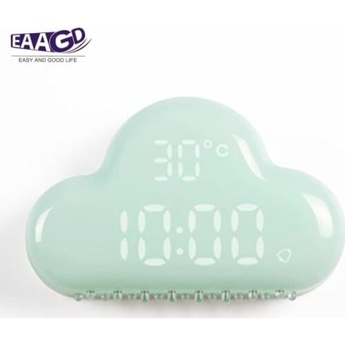 EAAGD Digital Alarm Clock USB rechargeable Sound Control Electronic Temperature 3d intelligent digital clock, Saving Night Light