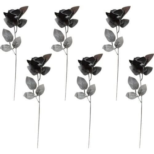 Flowers Artificial Bouquet Fake Decorations Simulation For Wedding Party Dining Room Garden Home Decor Plastic Silk Black Rose