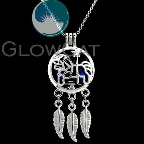 K786 Cute Unicorn Dream Catcher Beads Cage Essential Oil Diffuser Aroma Stone Pearl Cage Locket Necklace Girl Friend Gift