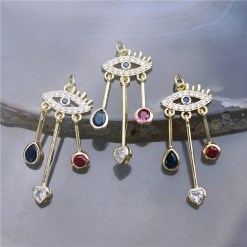 33*15mm 10pcs/lot High quality cz pendant,eye shape cubic zircon charm,bracelet/necklace component wholesale