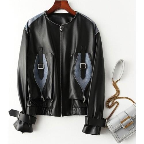 Spring Autumn 100% Natural Genuine Leather Jacket Women Vintage Streetwear Sheepskin Coat Female Real Leather Jackets Coats 2956