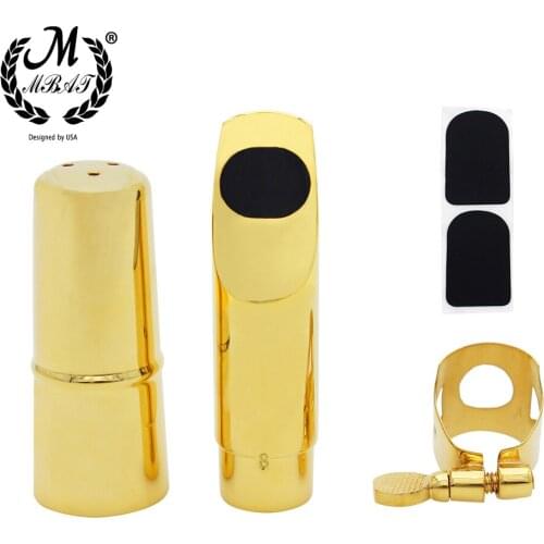 M MBAT 5 Pcs/Set High quality Gold Plating Soprano Saxophone Mouthpiece Metal Sax Mouth Jazz Music Instrument Accessories