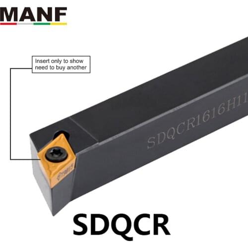 MANF Turning Tool SDQCR-1616H11 10mm 12mm DCMT11 Inserts Lathe Cutter Lathe Arbor External Turning Tool Holder