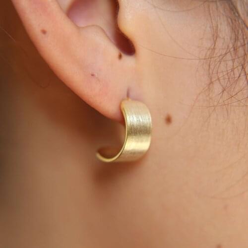 Brushed 100% 925 sterling silver simple plain no stock design circle geometric stud earring