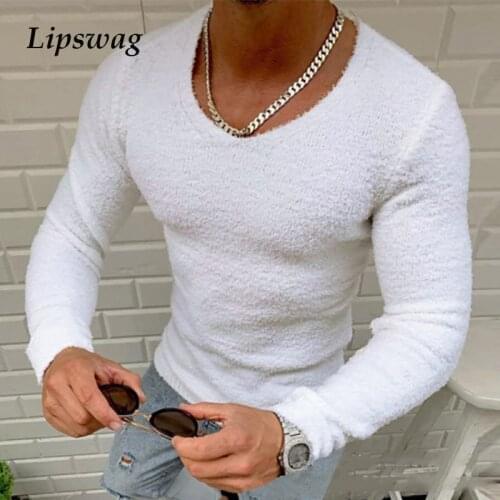 Summer Casual Half Sleeve V-Neck T-shirts Men Fashion Solid Knitted Tee 2021 Autumn Fashion Mens Slim Tops Pullover Streetwear