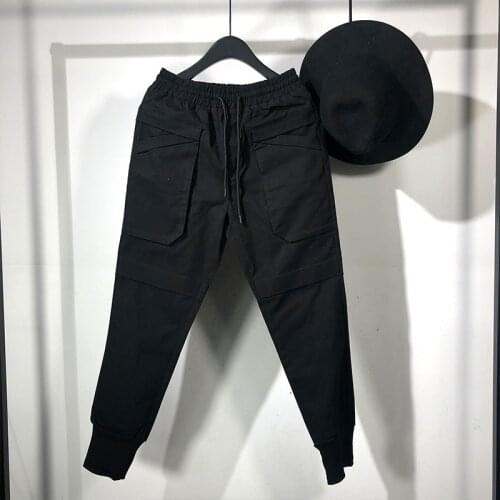 Owen Seak Men Casual Pencil Pants High Street Wear Dark Ankle Length Pants Men Japanese Sweatpants Autumn Harem Black Pants