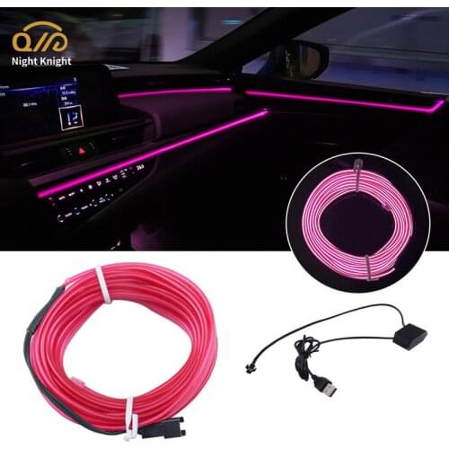 Night knight Pink Cold Light LED Wire 1M 2M 3M 4M 5M Car Interior Lamp Strip Neon Lamps Atmosphere Lights