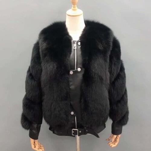 Zipper Placket Fox Fur Coat Fashion Winter Thick Warm Jackets Real Fox Fur Women Coat Custom Made Xxxxxl