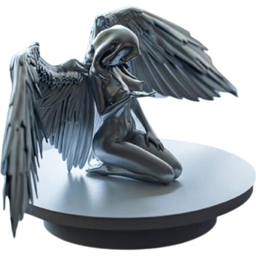 Hot Art Angel Female Woman Wing Kneeling Cloak Hat Figurine Resin Ornament for Garden Home Art Decoration Accessories