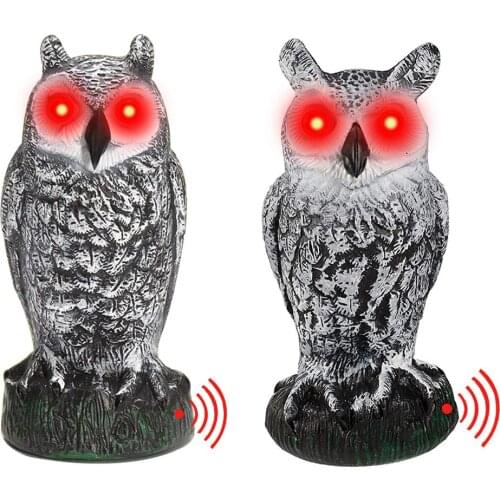 Realistic Bird Scarer Plastic Owl Scarecrow With Rotating Head And Sound For Garden Yard Bird Outdoor Pest Control