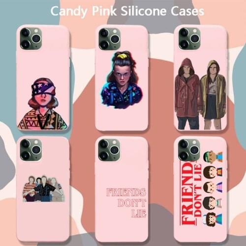 TV Stranger Things Friends Do Not Lie Phone Case For Iphone 6 6s 7 8 Plus XR X XS 11 12 Pro Mini Max Candy Pink Silicone Cover