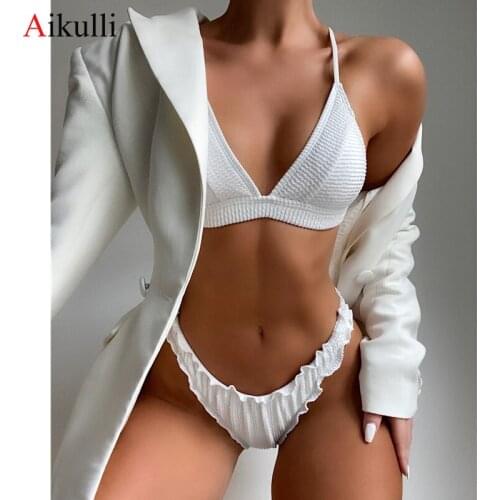 Sexy Ruffled Wrinkled Bikinis Swimsuits Womens 2021 Swimwear Two-Pieces Bikini set Brazilian Bather Summer Female Bathing Suits