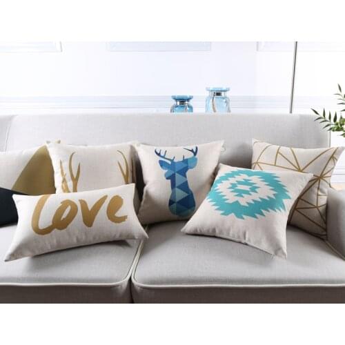 Geometry Letter Animals Deer Bear Pirnted Decorative Geometric Pillow Cushion Cover Case Decoration For Sofa Home Funda Cojines