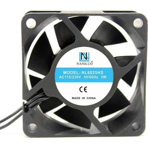 NANILUO EC Brushless Axial Cooling fan 60mm 6cm AC 110V 115V 220V 230V 5W 5500RPM 25.2CFM large air flow Energy saving