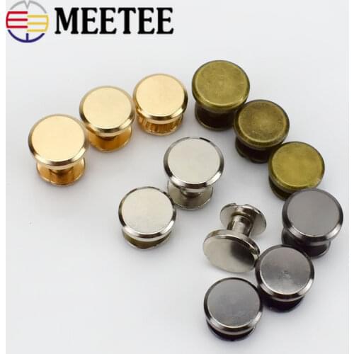 Meetee 10pcs 5-8mm Flat Head Screws Nail Rivet DIY Bag Book Notebook Metal Binding Belt Hardware Accessories Rivet Buckle BF007