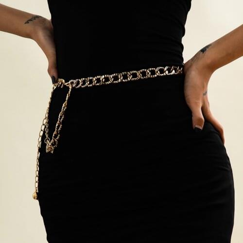 New Punk Alumilium Gold Color Link Chain Belt Waist Chain for Women Sexy Belly Body Chain Jewelry Goth Wedding Accessories 2021