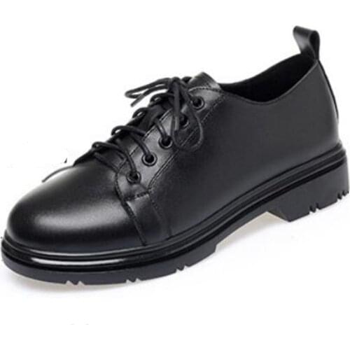 2021 New Autumn Cross Strap Genuine Leather Shoes Women Flats Non-slip Soft Comfortable Casual Sneakers Large Size Trendy Shoes