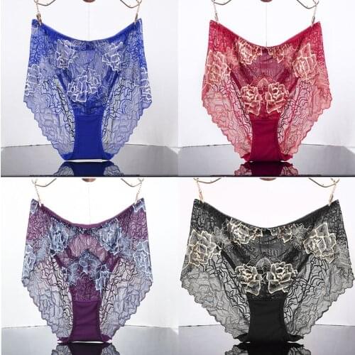 CP116 4Pcs Women Underwear Sexy Lace Transparent Panties Female Pretty Briefs Soft Breathable Lingerie Calcinha