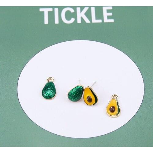 6pcs Korean Style sweet Stud Earrings for Women ladies 2020 Fashion Cute Avocado Green Fruit pendant Diy Jewelry Accessories