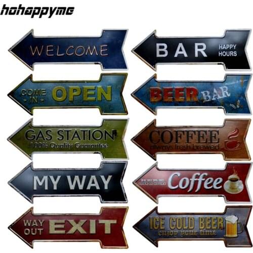 Arrow Tin Signs Vintage Metal Coffee Wall Plaques Retro Art Poster Tin Signs Painting Home Decor 45x16 CM