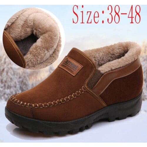 XIZOU winter safety shoes Mens Cotton Shoes Warm Velvet Padded Thickened work shoes Non-Slip Casual suede Mens Shoes footwear