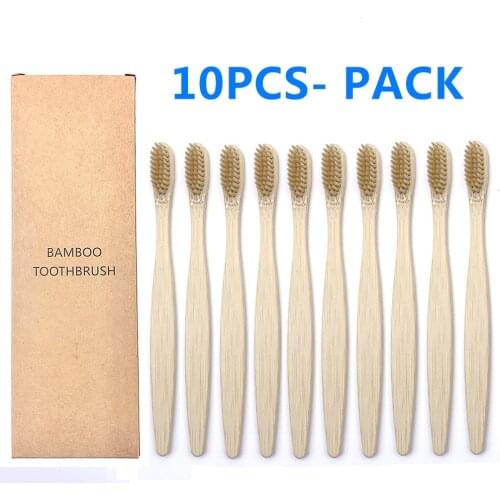 10pcs/set Eco-Friendly Nylon Bamboo Toothbrush For Oral Health Biodegradable Medium Soft Bristle Wood Handle Toothbrush