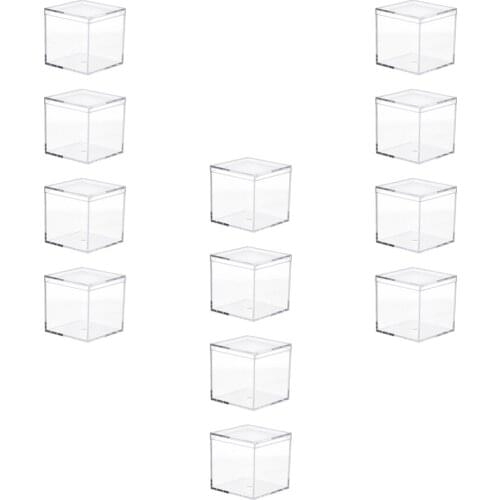 12Pcs Mini Acrylic Storage Box Square Candy Snacks Storage Container Gift Box