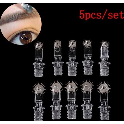 5pcs/sets Makeup Micro Manual Pens Portable Roller Microblading Needles Tattoo Eyebrow Fog Embroidery Pin For Permanent