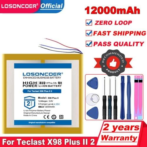LOSONCOER 12000mAh Battery for Teclast X98 Plus II 2 Tablet PC 3 Lines C2D7 2879127 Batteries + free tools