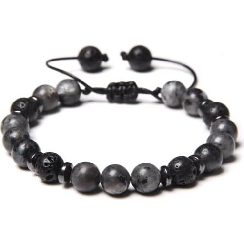 Natural volcanic stone round bead bracelet Lava Matte Beaded Bracelets African turquoises Labradorite attractive jewelry gift