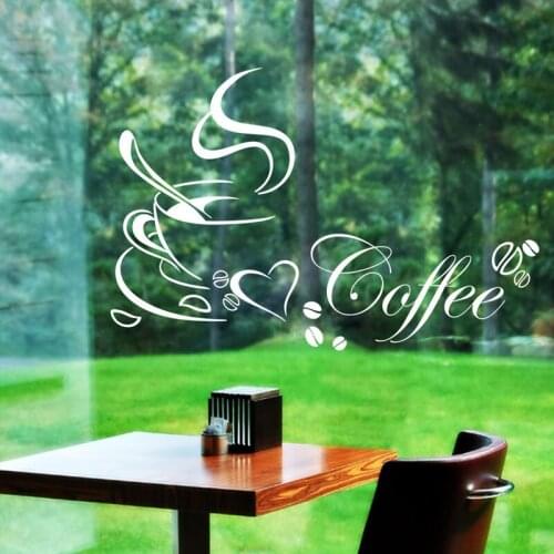 Black Coffee Cups Wall Art Stickers PVC Home Kitchen Restaurant Cafe Tea Wall Sticker Coffees Cups Sticker Wall Decal Decor DIY