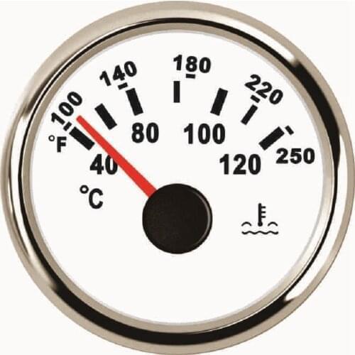 Clearence 52mm Water Temp Meter Car Temperature Gauge Indicator for Engine Motorcycle RV Auto Yacht Boat 12V 24V White Backlight