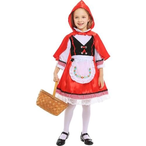 Childrens Halloween Fairy Little Red Riding Hood Costumes Girls Pastoral Style Dress Up Stage Drama Costumes