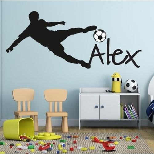 Football Soccer Ball Personalized Name Vinyl Wall Decal Poster Art Children Wall Sticker Kids Room Decor Home Decoration A-92